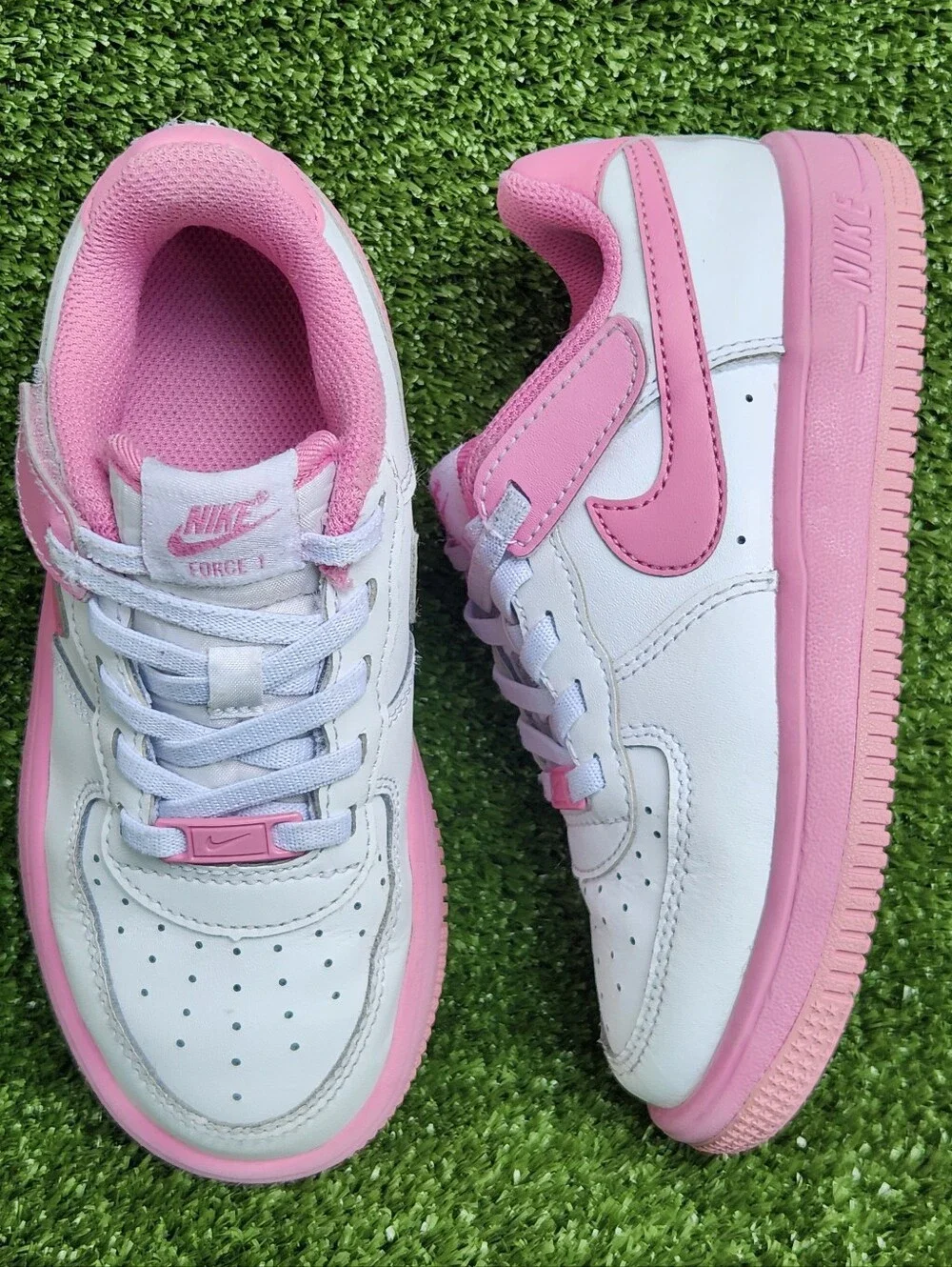 Nike Air Force 1 Low Easyon White/Pink Sneakers Shoes Size 12C Little Kids Girls